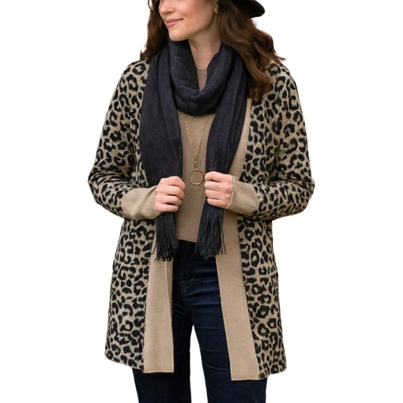 EUC Moon & Madison Cardigan Sweater Leopard Print | Size: Medium - Picture 1 of 13